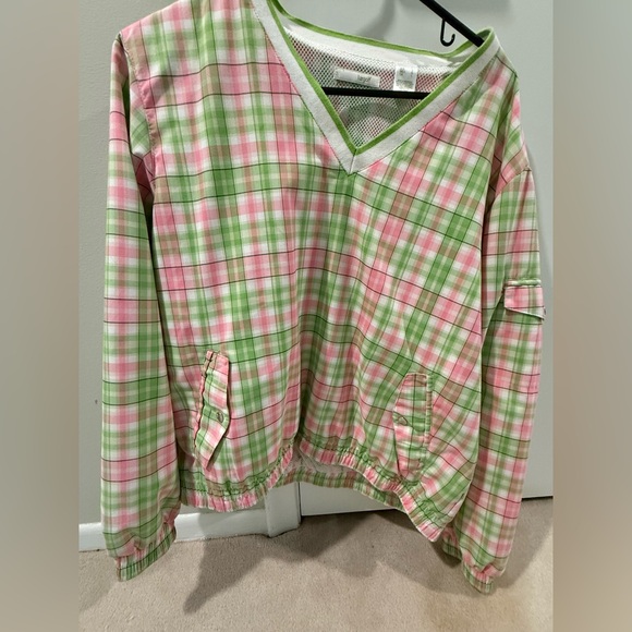 Liz Golf Tops - Liz Golf Plaid V-Neck Pullover